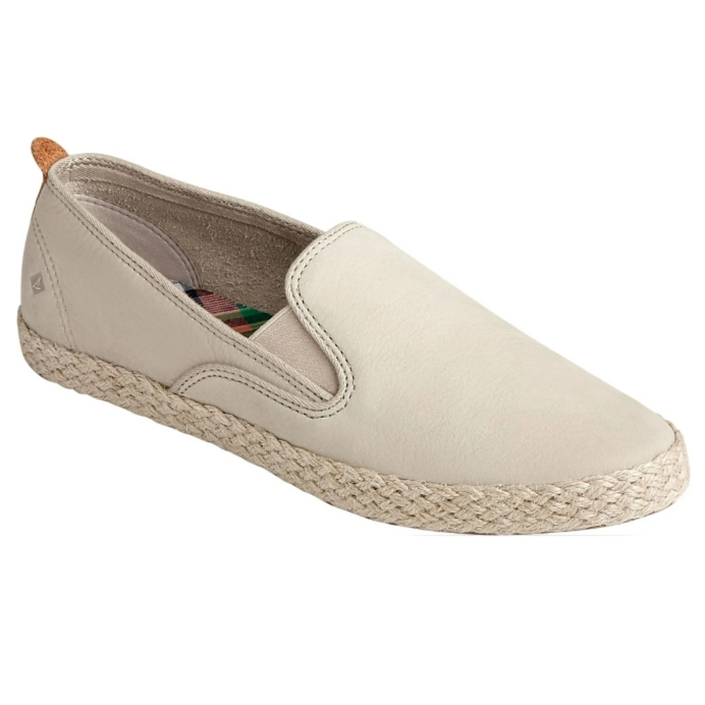 Sperry Top Sider Flats Sailor Twin Gore Leather/Jute Ivory Women Comfy Size 8.5